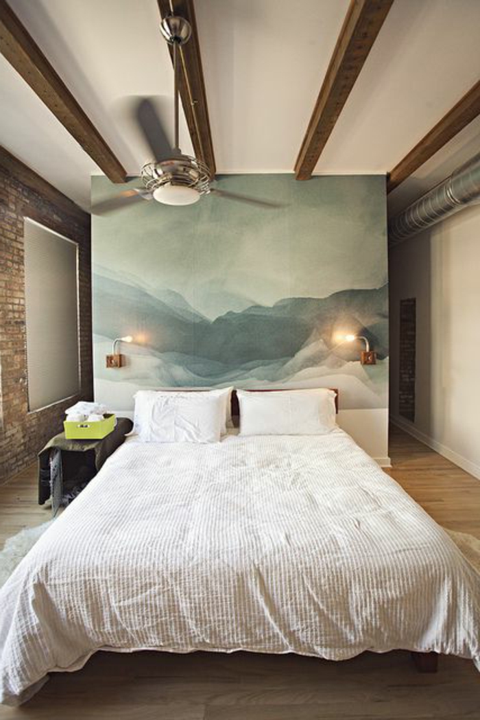 легло-дизайн-дървени дъски до най-тавана най-спалнята