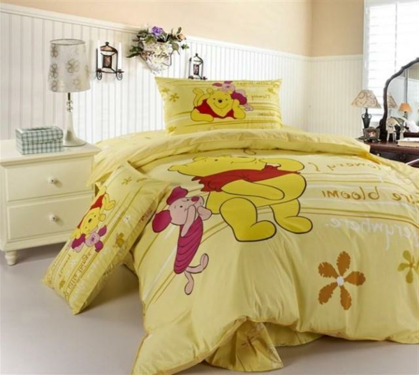 ropa de cama amarilla winnie pooh color