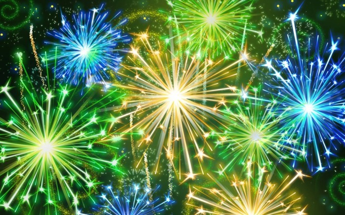 ταπετσαρία πυροτεχνήματα αστέρων σε κίτρινο-πράσινο και μπλε