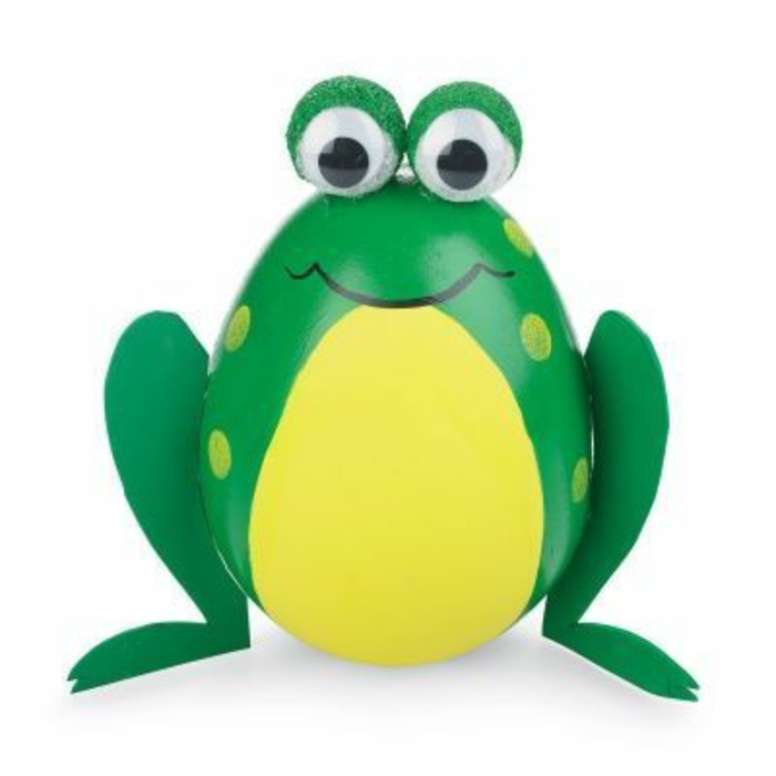grenouille adorable de couleur verte avec des yeux de googly - oeufs de Pâques drôles