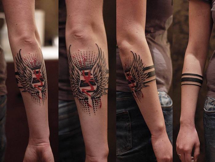 un tatuaje que se ve diferente del frente y la espalda Blackwork Tattoo