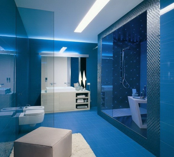 אורות-מודרני תקרת אמבטיה בכחול העיצוב בחדר אמבטיה