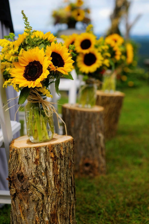 أزهار الزهور ديكو-الأزهار في اللون الأصفر-أفكار-لحضور حفل زفاف-ديكو sunflowers