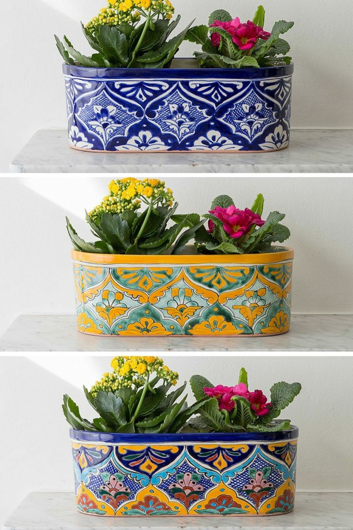 फूलों की पॉट ओवरसीप बर्तनों के डिजाइन रंगीन बर्तनों के लिए रंगीन डिजाइन बनाते हैं