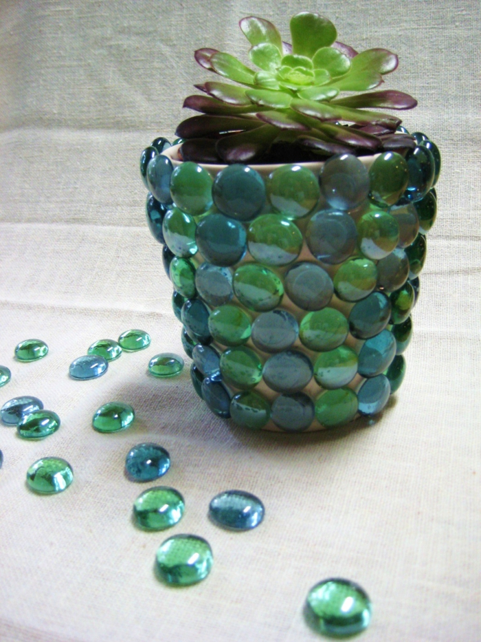 花盒植物想法图片美丽的珠子和海洋颜色作为装饰的锅使用