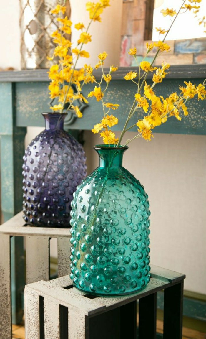 鲜花，花瓶，玻璃花瓶装饰与 - 漂亮的设计