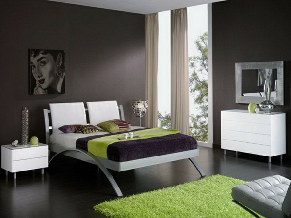 marrón-muebles de pared marrón diseño verde