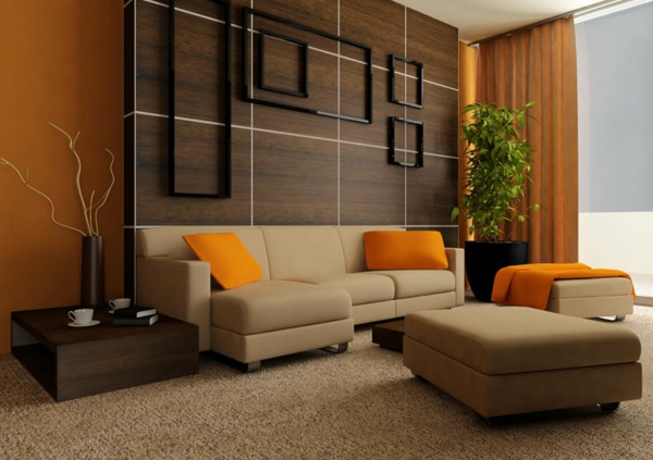 棕色家具的设置与橙色装饰风格
