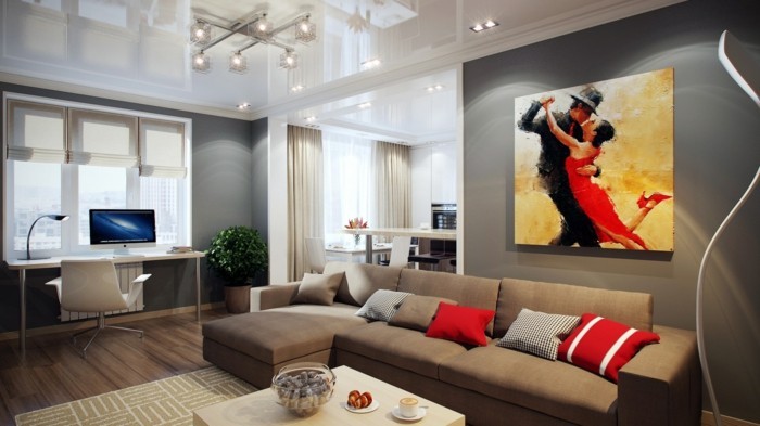 ruskea-ja-sohva-iso-image-to-wall-olohuoneen seinä maali