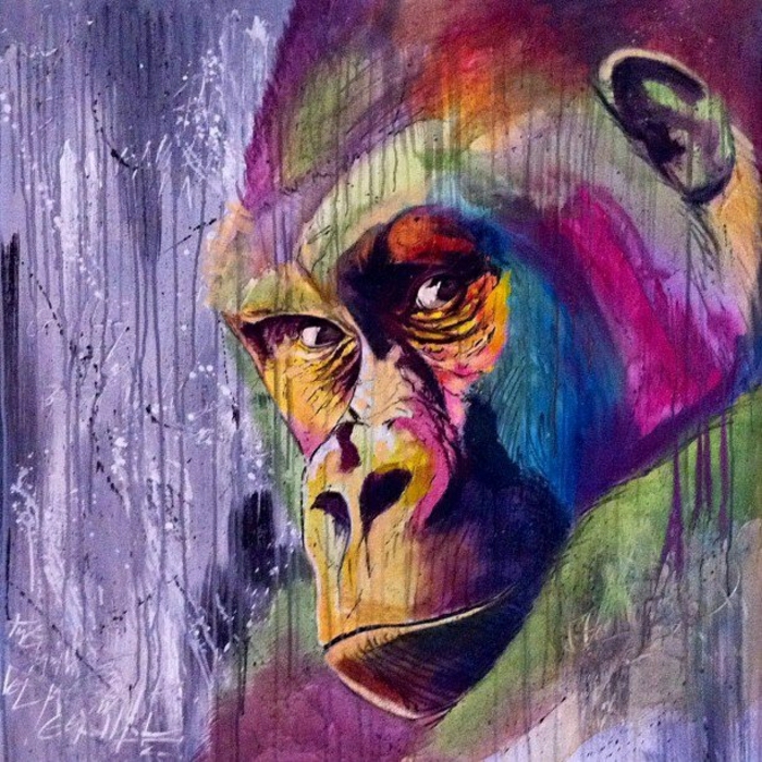 coloré images graffiti visage de gorille