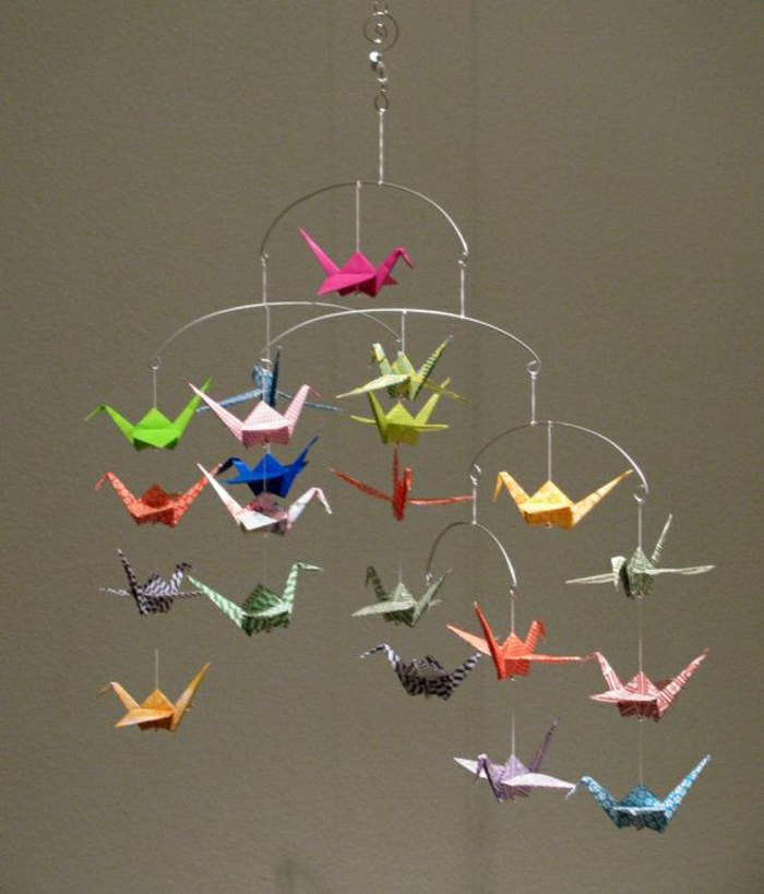 origami colorées grues mobiles