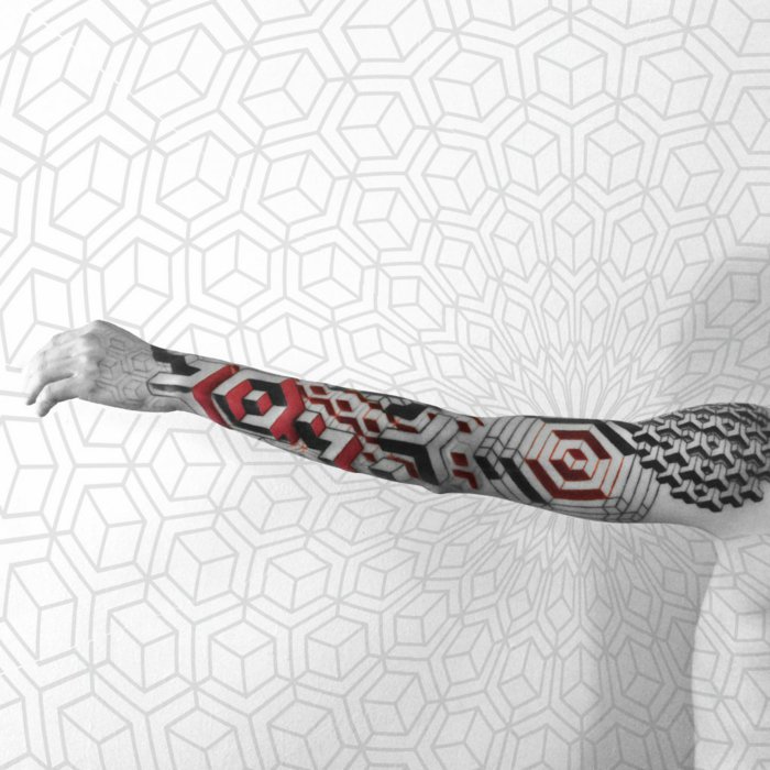 酷纹身图片炫彩纹身换男人几何图案纹身