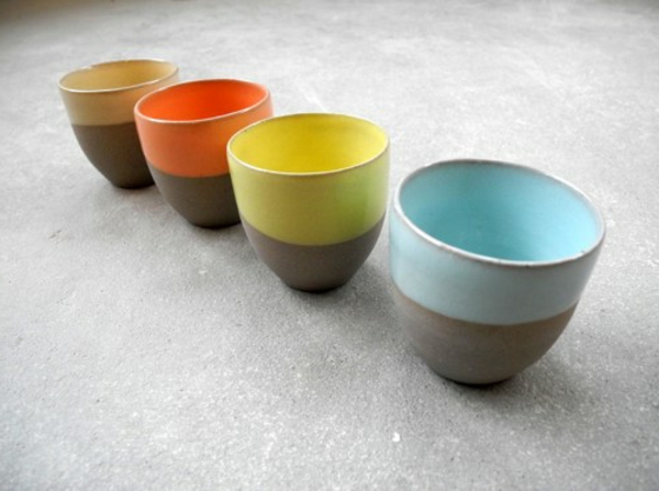 כוסות אספרסו צבעוניות ומודרניות - צבעים צבעוניים רבים