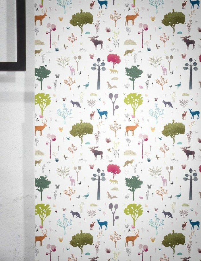 värikäs tapetti-Creative-tapetti-pattern-Forest Animals