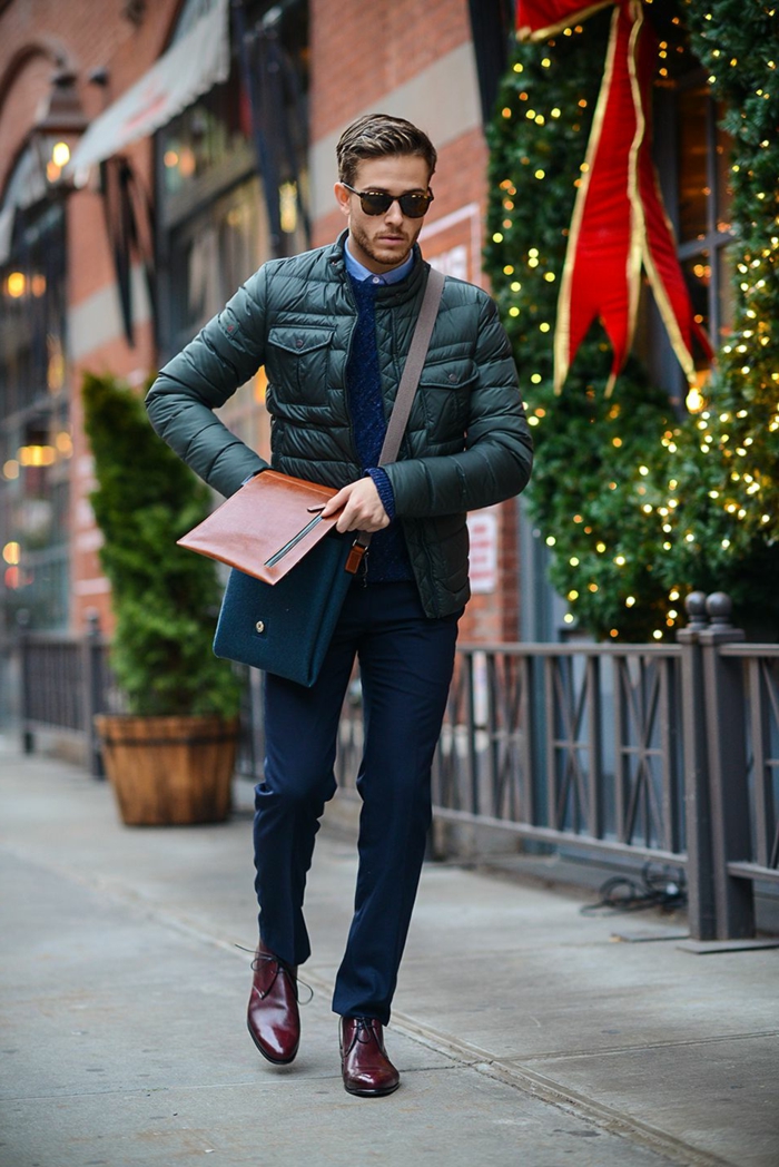 时尚的冬季服装的男装风格着装商务休闲包眼镜配件
