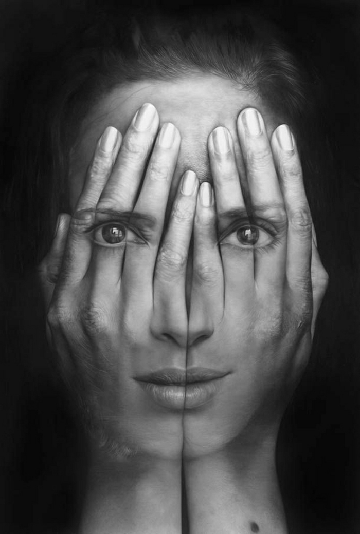 शांत छवियों महिला चेहरा हाथ