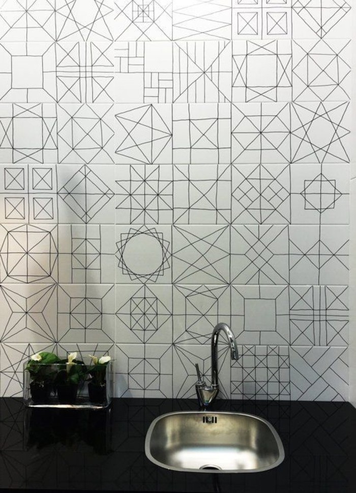 hűvös fali csempe-és grafikus elemek fürdőszoba csempe modell