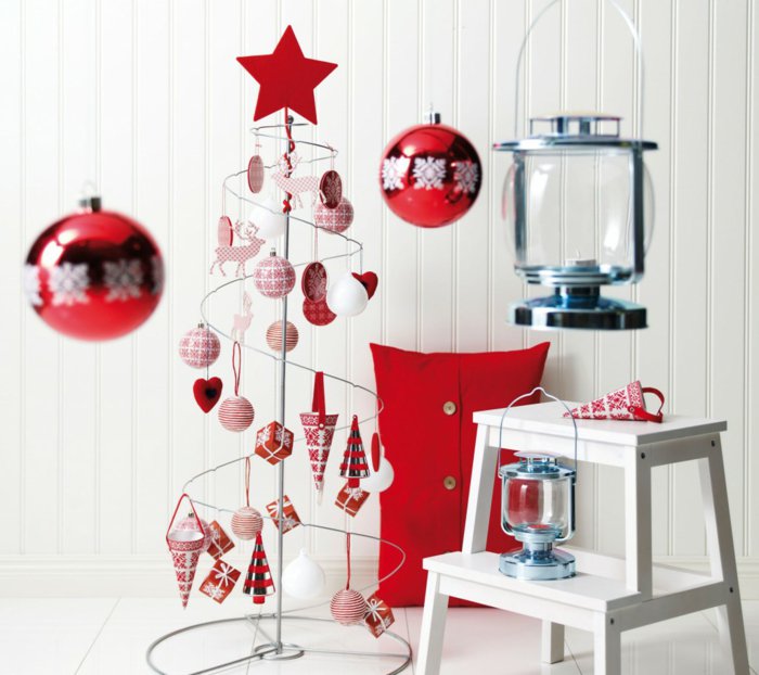 冷圣诞诱人的圣诞树红球灯笼