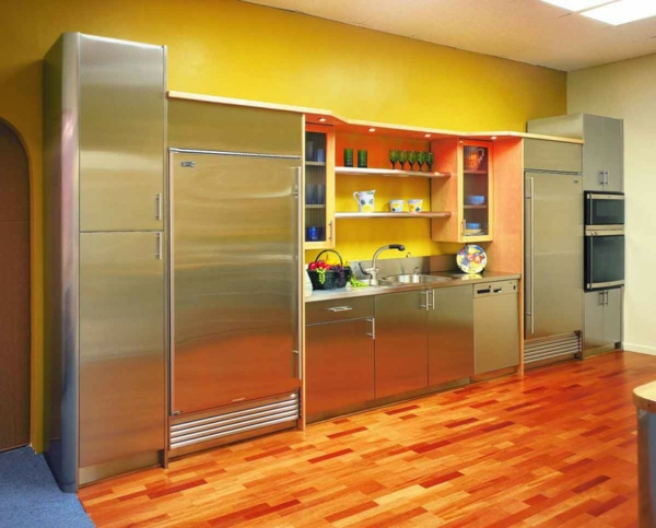 凉爽 - 黄 - 厨房壁颜色家具从金属
