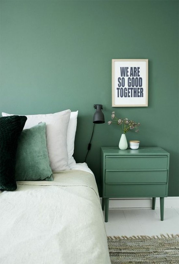 कूल बेडरूम की दीवार डिजाइन हरे रंग-रंग की दीवारों