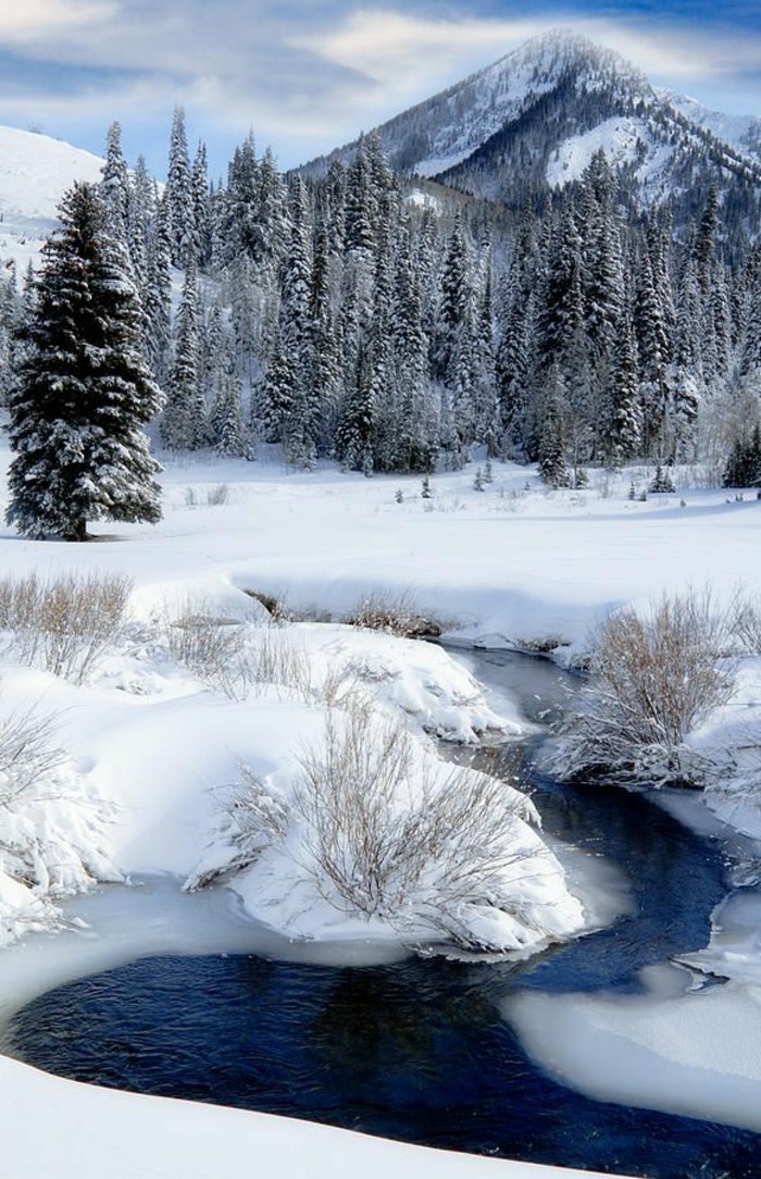 在-Wasatch山脉，在冬季冻湖，风景如画的冬季图像