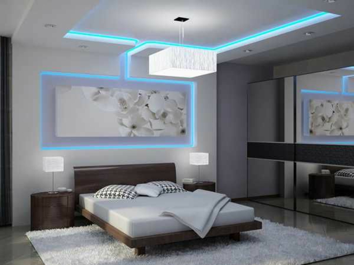 deckenbeleuchtung-за-спалня, ръководена-светло в синьо-цвят