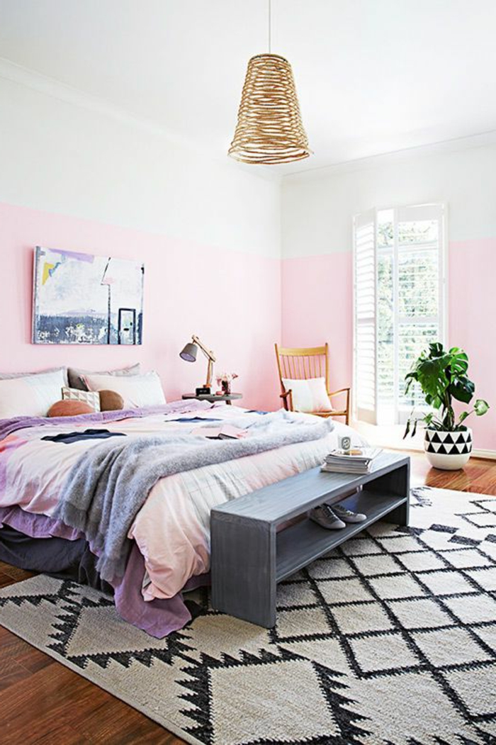 deckenbeleuchtung-за-спалня-много приятен-Ambiente-розови легла