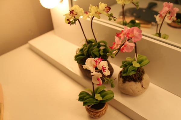 装饰兰花 - 超小型镜子 - 美丽的浴室设计
