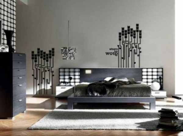 装饰的想法换卧室男性设计的灰色张床