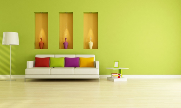 pared de la sala de estar decoración-Decoración-en-verde