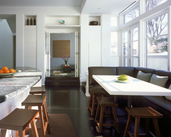 tervező sarok kanapé modern étkező fehér falak
