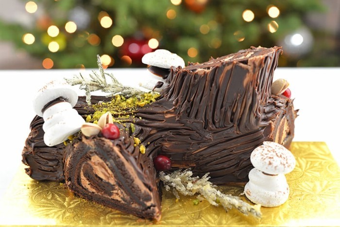 desszert-to-karácsony-Buche de noel-egyszerű desszert-with-kakaó és csokoládé