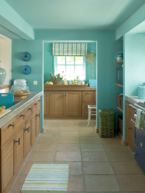 la toute-cuisine-en-turquoise-underline mur cuisine design-moderne conception