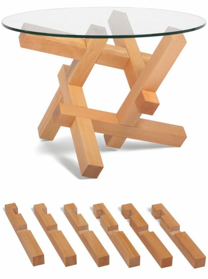 DIY-Moebel-עשה-זאת-בעצמך Moebel-שולחן-של-עץ-זכוכית