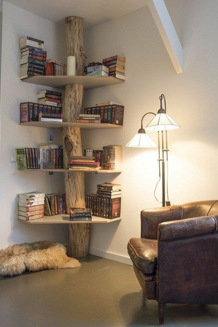DIY-Moebel-יצירתי-wohnideen-עץ-רגל-של-עץ-עם-לעשות-ספרים-בעצמך