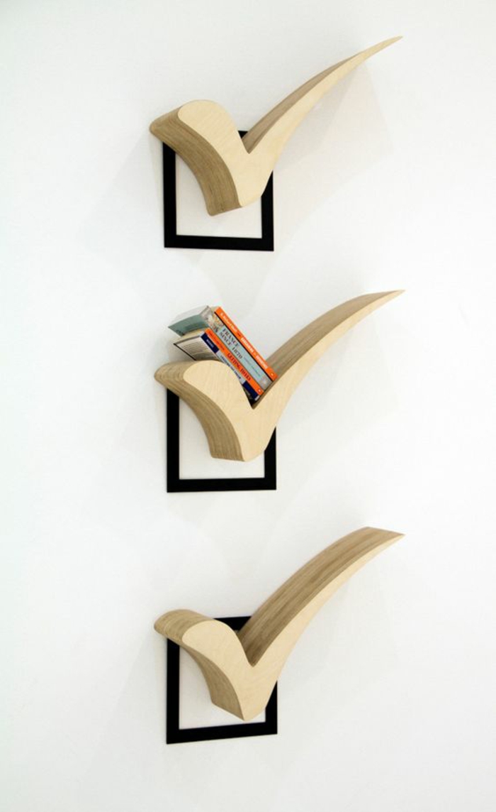 DIY墙货架从木书，有趣的墙设计wanddeko上架