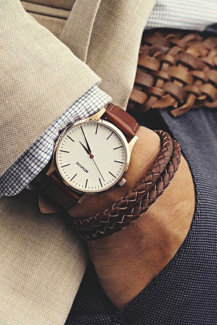 Joyas para hombres reloj y pulsera accesorios de cuero para hombres elegantes estilo cinturón