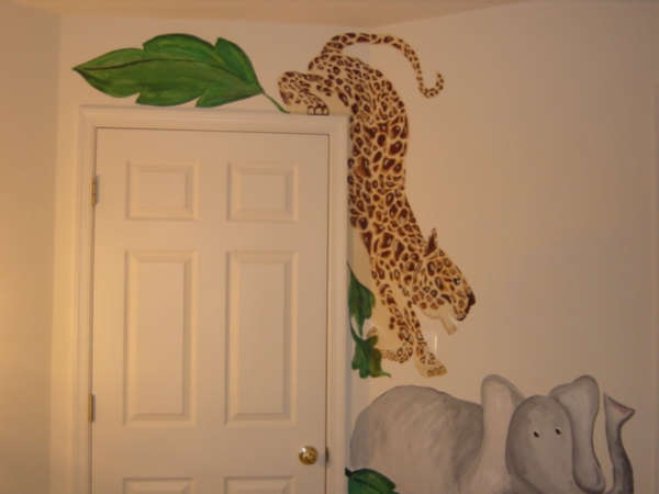 viidakko-lastentarha luova-Door gestaltung- eläin maalauksia