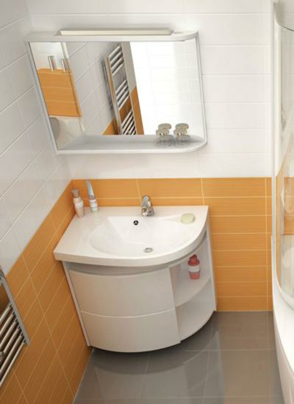 Corner νιπτήρα-σύγχρονη-μπάνιο-πορτοκαλί