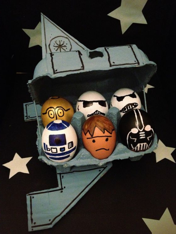 Oeufs de Pâques images - les héros de Star Wars le bon et le mauvais dans une boîte à oeufs