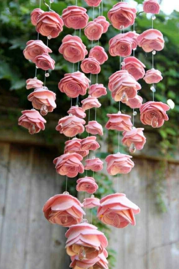 Ideas simples-artesanía colgante de rosadas rosas