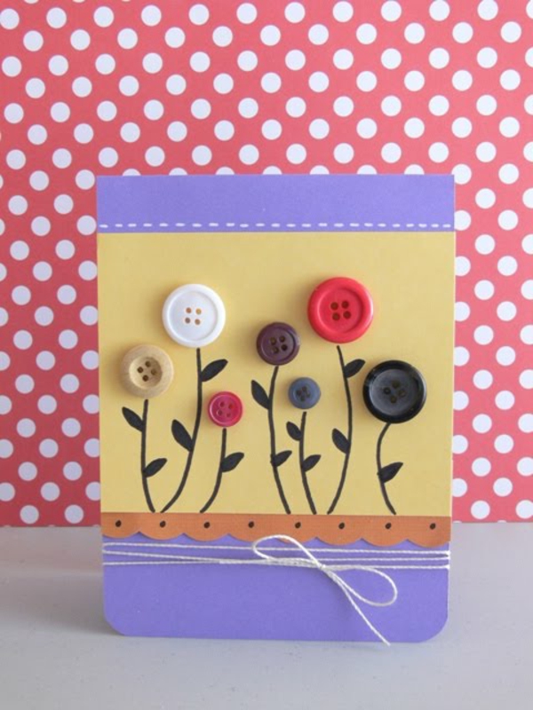 simple-craft-card-with-button-decorate - fondo en rojo con puntos blancos