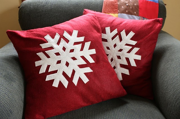 simple navidad crafting snowflakes en cojín de tiro