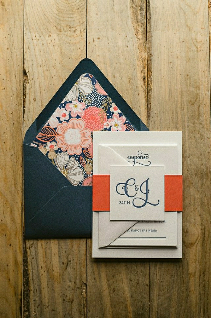 הזמנה לחתונה-קנס קישוט פרח שחור-מעטפה עיצוב