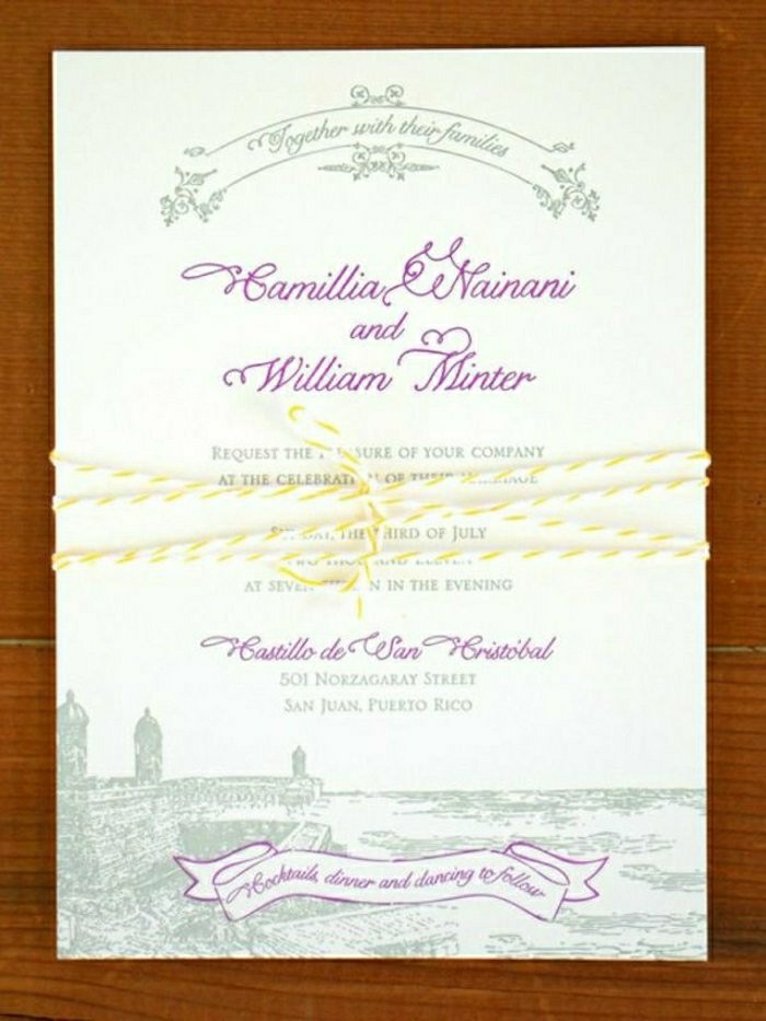 invitation même-faire-plaisir-font-violet cordon jaune couleur