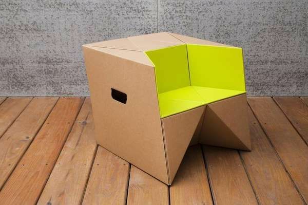 създаване на идеи калайджия-с-картонени кашони-- малък стол
