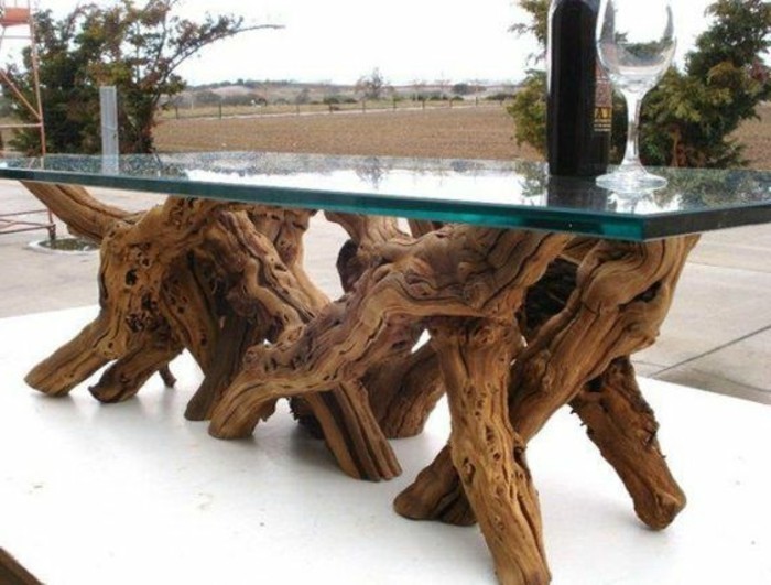 Elegáns-asztal-of-üveg-fatörzs egyedi tervezésű