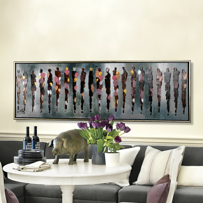 tyylikäs ruokasali sisustus Abstract Mural violetti tulppaanit Pig kuva viinipullon extarvagante deco ajatuksia