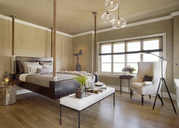 床的设计 - 悬挂在天花板上 - 卧室