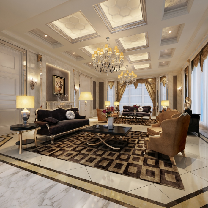优雅，客厅，豪华的地毯